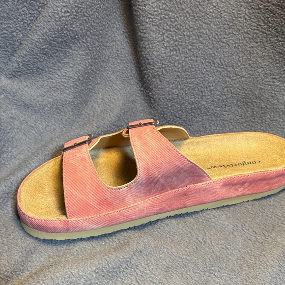 Comfortview Pink Double Buckle Sandals - Picture 2 of 7